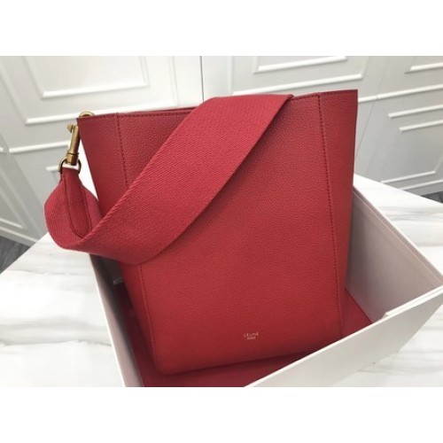 Celine Cabas Phantom Bags Original Calfskin Leather 3370 Red
