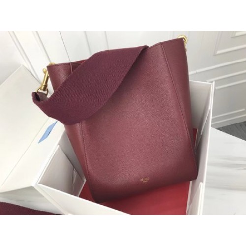 Celine Cabas Phantom Bags Original Calfskin Leather 3370 Wine