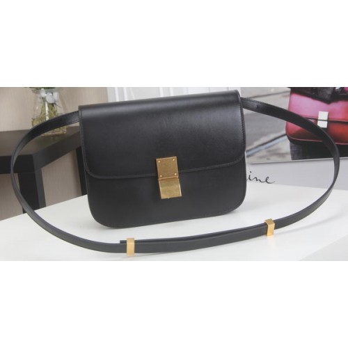 Celine Classic Box Flap Bag Calfskin Leather C3369 Black