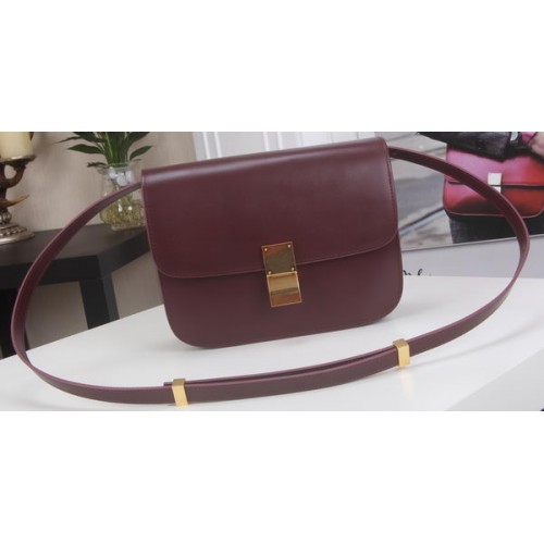 Celine Classic Box Flap Bag Calfskin Leather C3369 Burgundy