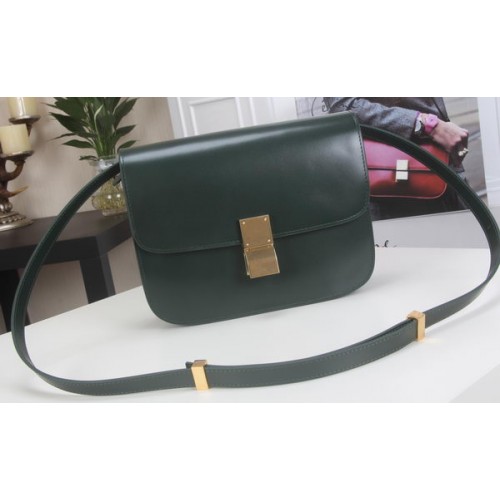 Celine Classic Box Flap Bag Calfskin Leather C3369 Green