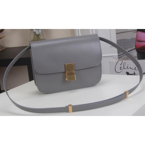 Celine Classic Box Flap Bag Calfskin Leather C3369 Grey