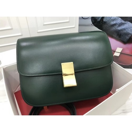 Celine Classic Box Flap Bag Original Calfskin Leather 3378 Atrovirens