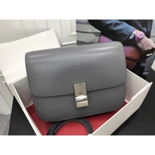 Celine Classic Box Flap Bag Original Calfskin Leather 3378 Grey