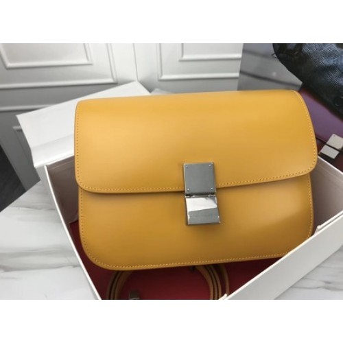Celine Classic Box Flap Bag Original Calfskin Leather 3378 Yellow