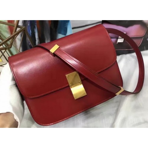 Celine Classic Box Flap Bag Smooth Leather C20447 Red