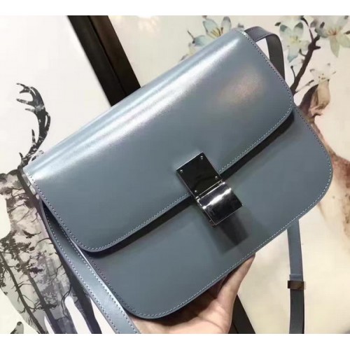 Celine Classic Box Flap Bag Smooth Leather C20447 SkyBlue