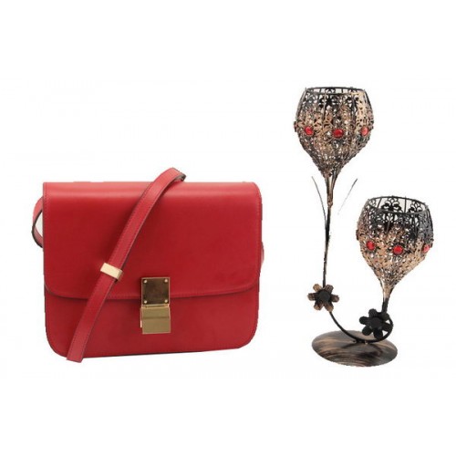 Celine Classic Box Small Flap Bag Smooth Leather 11042 Red