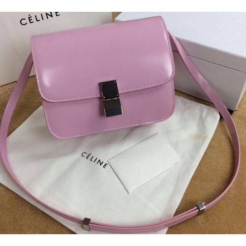 Celine Classic Box Small Flap Bag Smooth Leather C11042 Light Pink