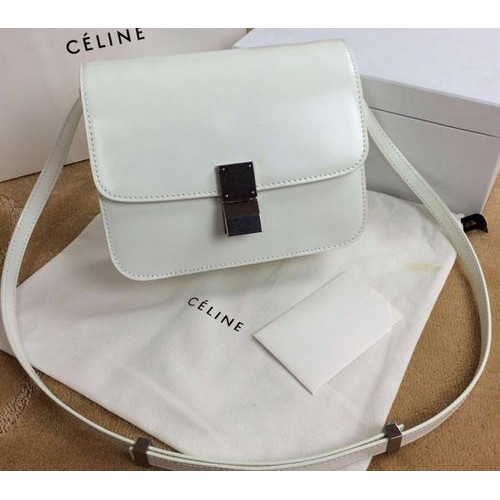 Celine Classic Box Small Flap Bag Smooth Leather C11042 OffWhite