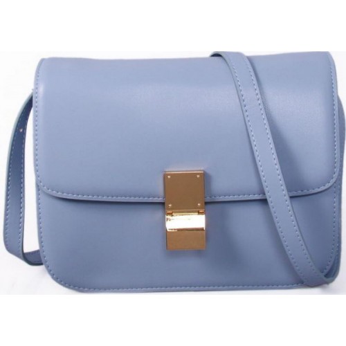 Celine Classic Box Small Flap Bag Smooth Leather C88007C SkyBlue