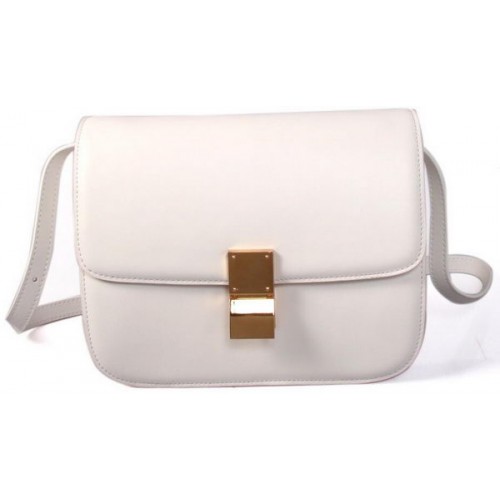 Celine Classic Box Small Flap Bag Smooth Leather C88007C White