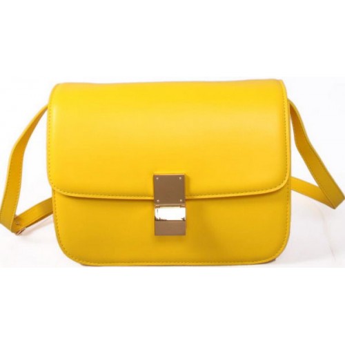 Celine Classic Box Small Flap Bag Smooth Leather C88007C Yellow