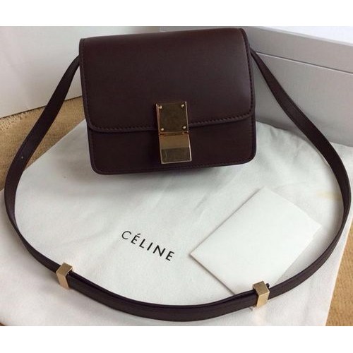 Celine Classic Box mini Flap Bag Smooth Leather C11041T Burgundy