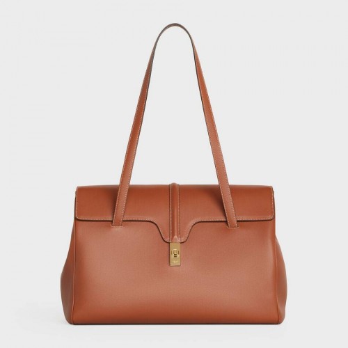Celine LARGE SOFT 16 BAG IN SUPPLE GRAINED CALFSKIN 194043 Brown