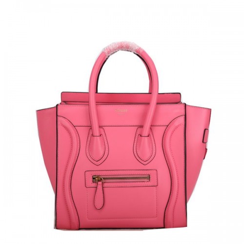 Celine Luggage Micro Handbags Smooth Leather C107 Pink