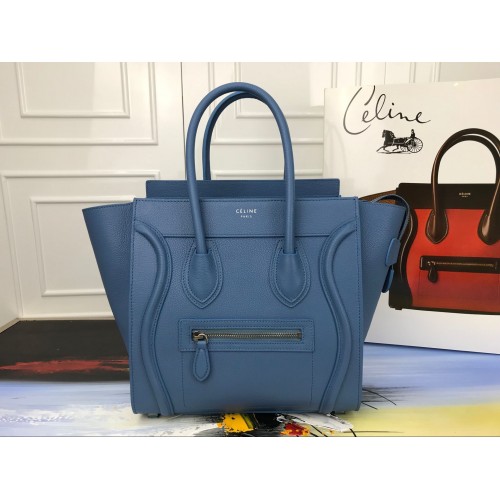 Celine Luggage Micro Tote Bag Original Leather CLY33081M blue