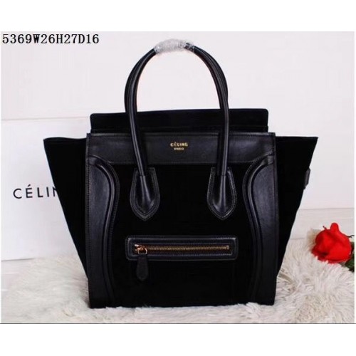 Celine Luggage Micro Tote Bag Original Suede Leather CL5369 Black