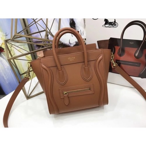 Celine Luggage Nano Tote Bag Original Leather CC3560 Brown
