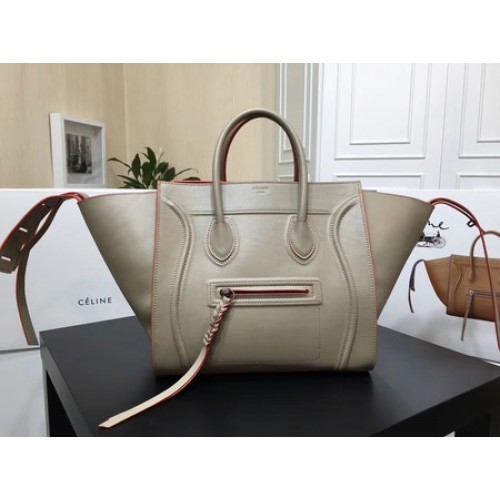 Celine Luggage Phantom Tote Bag Calfskin Leather CT3372 Grey&Orange