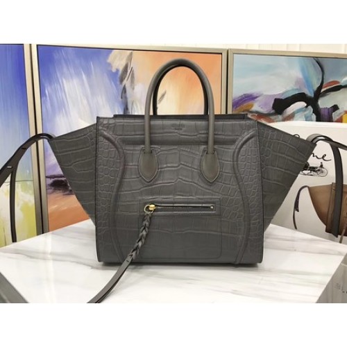 Celine Luggage Phantom Tote Bag Croco Leather CT3372 Grey