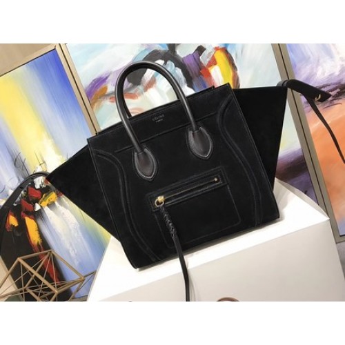 Celine Luggage Phantom Tote Bag Suede Leather CT3372 Black