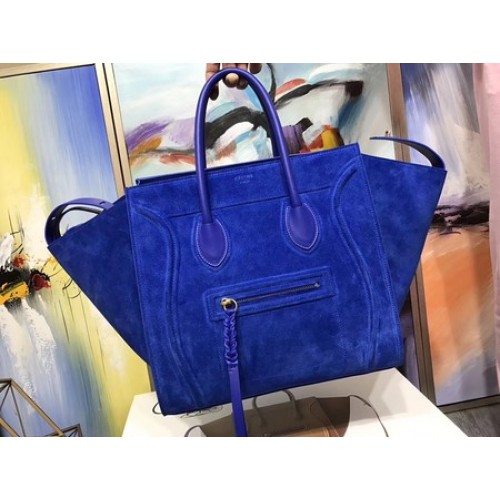 Celine Luggage Phantom Tote Bag Suede Leather CT3372 Blue
