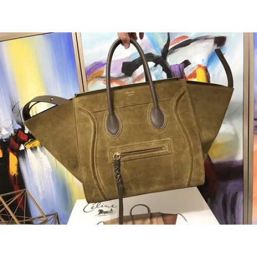 Celine Luggage Phantom Tote Bag Suede Leather CT3372 Green