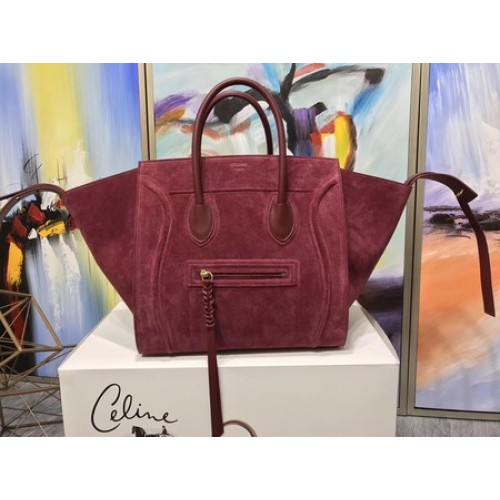 Celine Luggage Phantom Tote Bag Suede Leather CT3372 Red