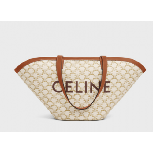 Celine MEDIUM COUFFIN BAG IN TRIOMPHE CANVAS CELINE PRINT 196262 WHITE