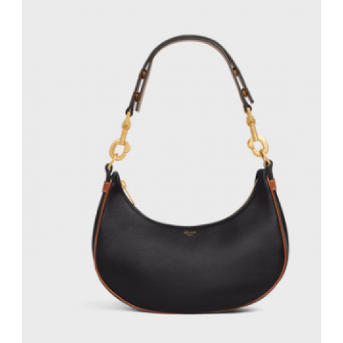 Celine MEDIUM STRAP AVA BAG IN SMOOTH CALFSKIN 196923 BLACK TAN