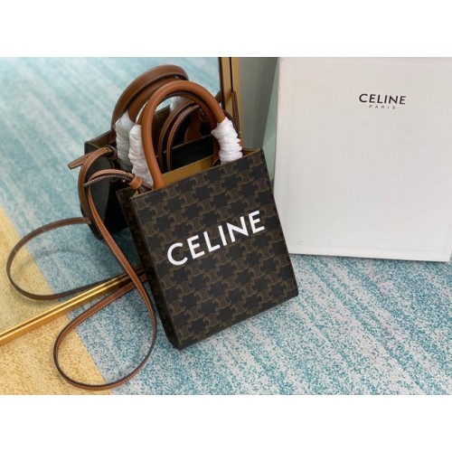 Celine MINI CABAS VERTICAL IN TRIOMPHE CANVAS 194372 black