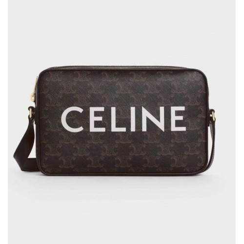 Celine MINI FOLCO BAG IN TRIOMPHE CANVAS CL9450 black