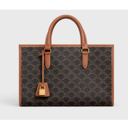 Celine MINI HORIZONTAL CABAS IN TRIOMPHE CANVAS AND CALFSKIN 199742 black