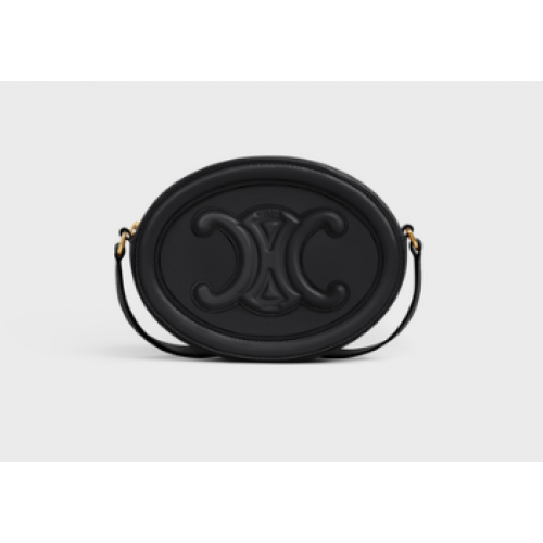 Celine OVAL BAG CUIR TRIOMPHE IN SMOOTH CALFSKIN 198603 BLACK