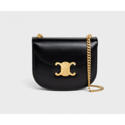 Celine TEEN CHAIN BESACE TRIOMPHE IN SHINY CALFSKIN 110973 BLACK