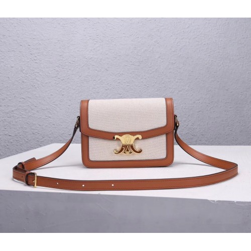 Celine TEEN TRIOMPHE BAG IN TRIOMPHE CANVAS AND CALFSKIN CL88423 white