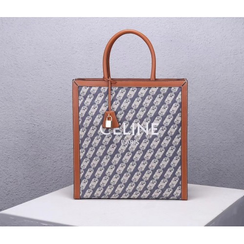 Celine TEEN TRIOMPHE BAG IN TRIOMPHE CANVAS AND CALFSKIN CL90402 BLUE