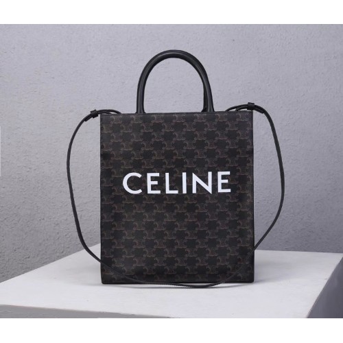 Celine TEEN TRIOMPHE BAG IN TRIOMPHE CANVAS AND CALFSKIN CL91542 BLACK