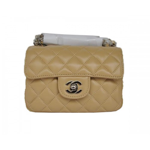 Cheap Chanel Classic mini Flap Bag 1115 Apricot Sheepskin Silver Hardware
