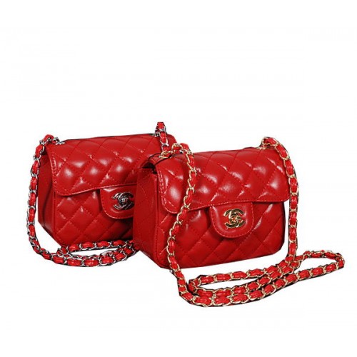 Chanel 1115 Classic mini Flap Bag in Red Sheepskin Leather