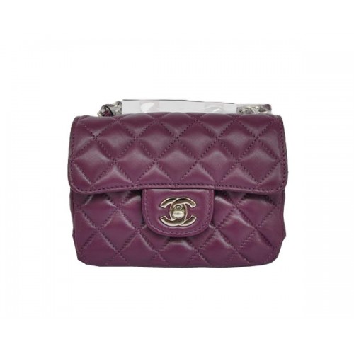 Cheap Chanel Classic mini Flap Bag 1115 Purple Sheepskin Silver Hardware