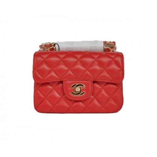 Cheap Chanel Classic mini Flap Bag 1115 Red Sheepskin Golden Hardware