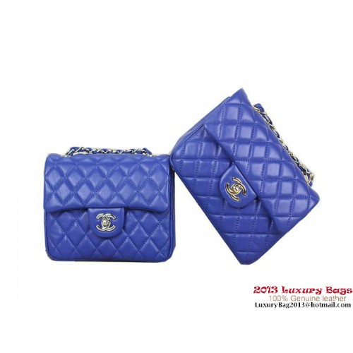 Chanel 1115 mini Classic Flap Bag Sheepskin Leather Blue