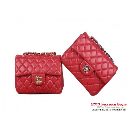 Chanel 1115 mini Classic Flap Bag Sheepskin Leather Red