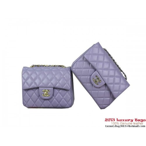 Chanel 1115 mini Classic Flap Bag Sheepskin Leather Violet