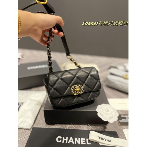 Chanel 19 Belt Bag Original Sheepskin Leather AS2388 Black