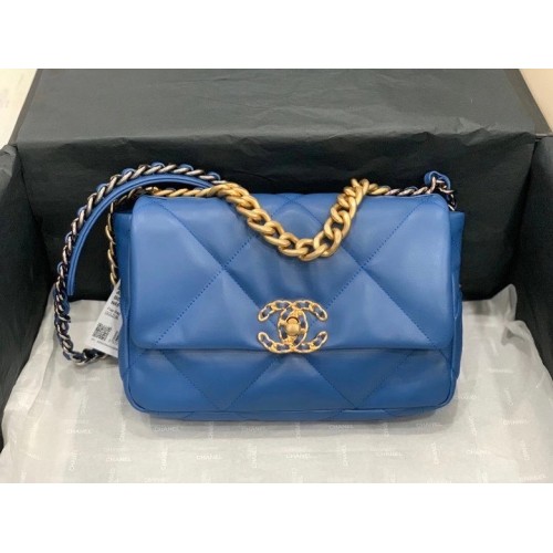 Chanel 19 flap bag AS1160 blue