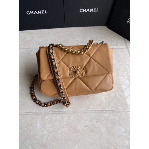 Chanel 19 flap bag AS1160 brown