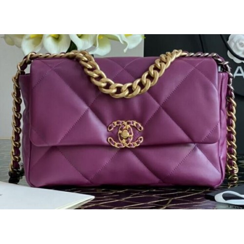 Chanel 19 flap bag AS1160 purple